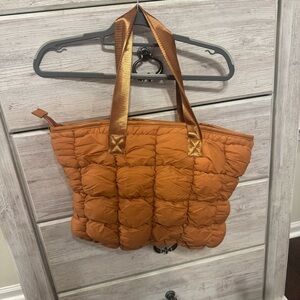 Chic Quilted Tan Tote Bag